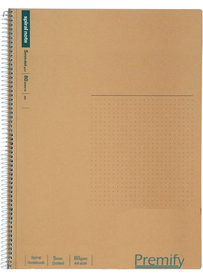 2 Pieces Set Spiral Dotted Notebooks, 5Mm Dot Grid (A4), Note Basic 8.98 X 11.69 Inches, 100 Sheets 0.5Mm Hole 19.1Mm Coil Writing Paper 80Gsm Suitable For Maths And School Supplies