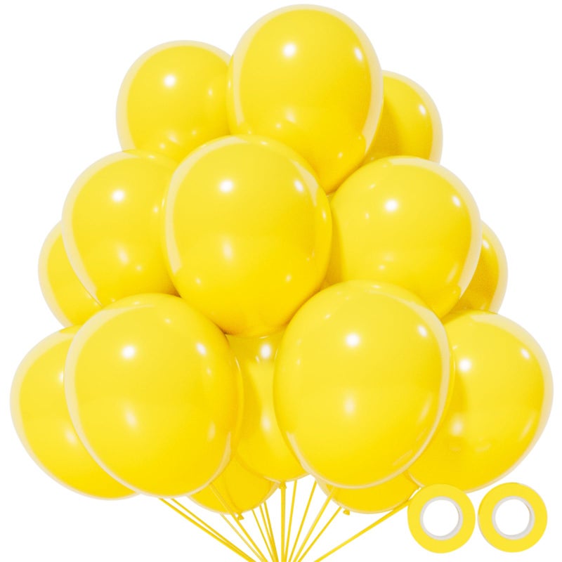 KUULBELA 110pcs Yellow Balloons 12 InchYellow Latex Balloons for Birthday Party Baby Shower Weddingwith 2 Ribbons - Image 3