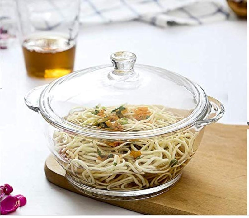 ARUZEN - [ set of 1] Glass Casserole - Oven and Microwave Safe Serving Bowl with Glass Lid, 1 L - Image 1