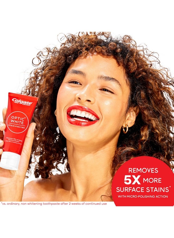 كولجيت معجون أسنان كولجيت أوبتيك وايت ستين فايتر المبيض، بنكهة النعناع المنعش، يزيل البقع السطحية بأمان، آمن على مينا الأسنان للاستخدام اليومي، معجون أسنان مبيض بالفلورايد، أنبوب 4.2 أونصة - Image 5