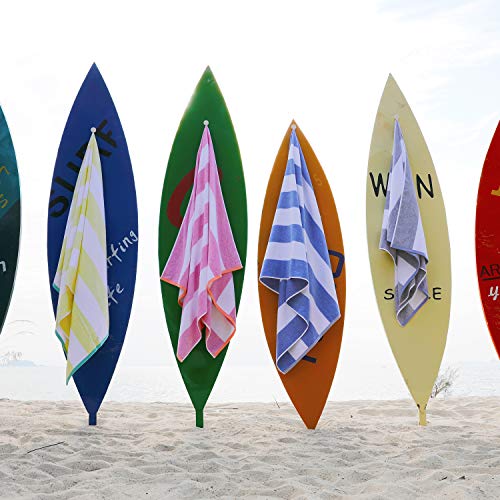 HENBAY Cotton Oversized Beach Towel - Large 70 x 35 Inch Pool Towel, Yellow Striped Quick Dry Swimming Cabana Towel - Image 3