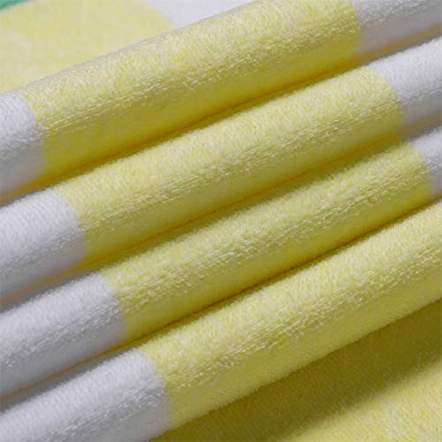 HENBAY Cotton Oversized Beach Towel - Large 70 x 35 Inch Pool Towel, Yellow Striped Quick Dry Swimming Cabana Towel - Image 2