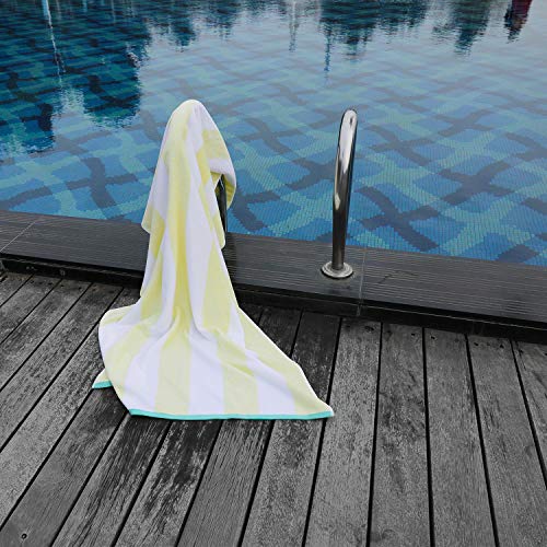 HENBAY Cotton Oversized Beach Towel - Large 70 x 35 Inch Pool Towel, Yellow Striped Quick Dry Swimming Cabana Towel - Image 4