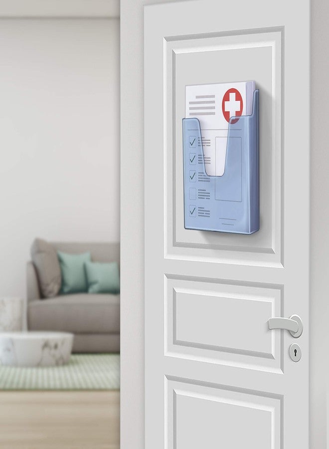 أكريميت حامل ملفات جيب من أكريميت، تصميم عمودي، لعرض الكتيبات (للتثبيت على الحائط أو الاستخدام على سطح الطاولة) (يتضمن دعامات قابلة للإزالة) (حجم الرسالة) (لون أزرق شفاف) - Image 3