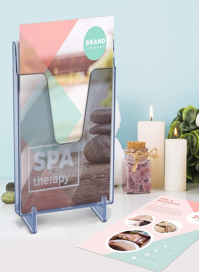 أكريميت حامل ملفات جيب من أكريميت، تصميم عمودي، لعرض الكتيبات (للتثبيت على الحائط أو الاستخدام على سطح الطاولة) (يتضمن دعامات قابلة للإزالة) (حجم الرسالة) (لون أزرق شفاف) - Image 2