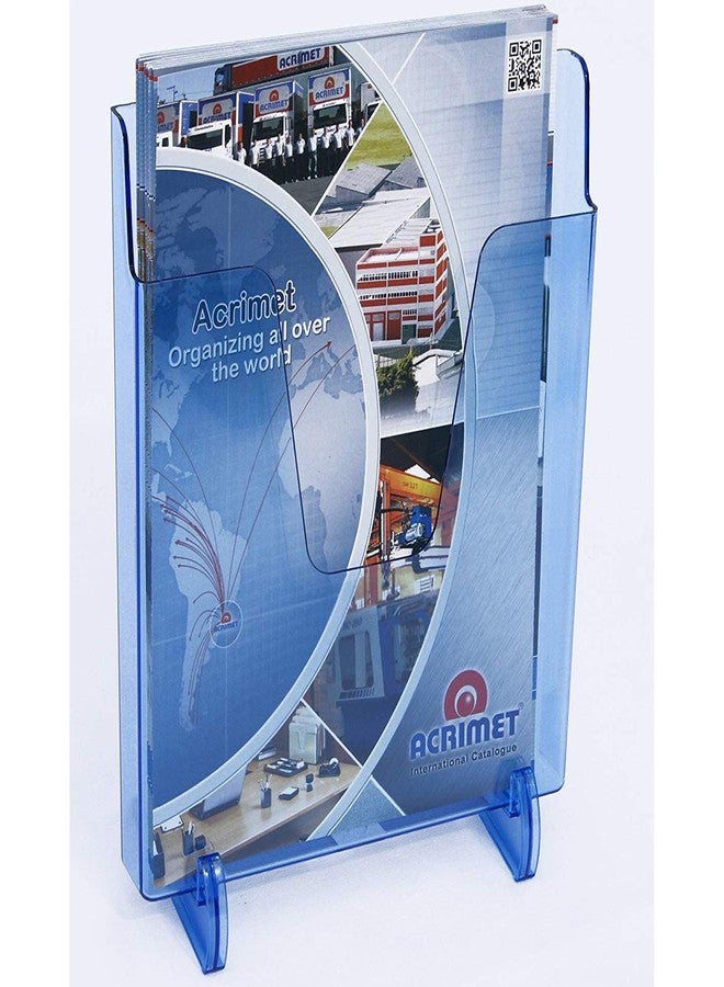 أكريميت حامل ملفات جيب من أكريميت، تصميم عمودي، لعرض الكتيبات (للتثبيت على الحائط أو الاستخدام على سطح الطاولة) (يتضمن دعامات قابلة للإزالة) (حجم الرسالة) (لون أزرق شفاف) - Image 5