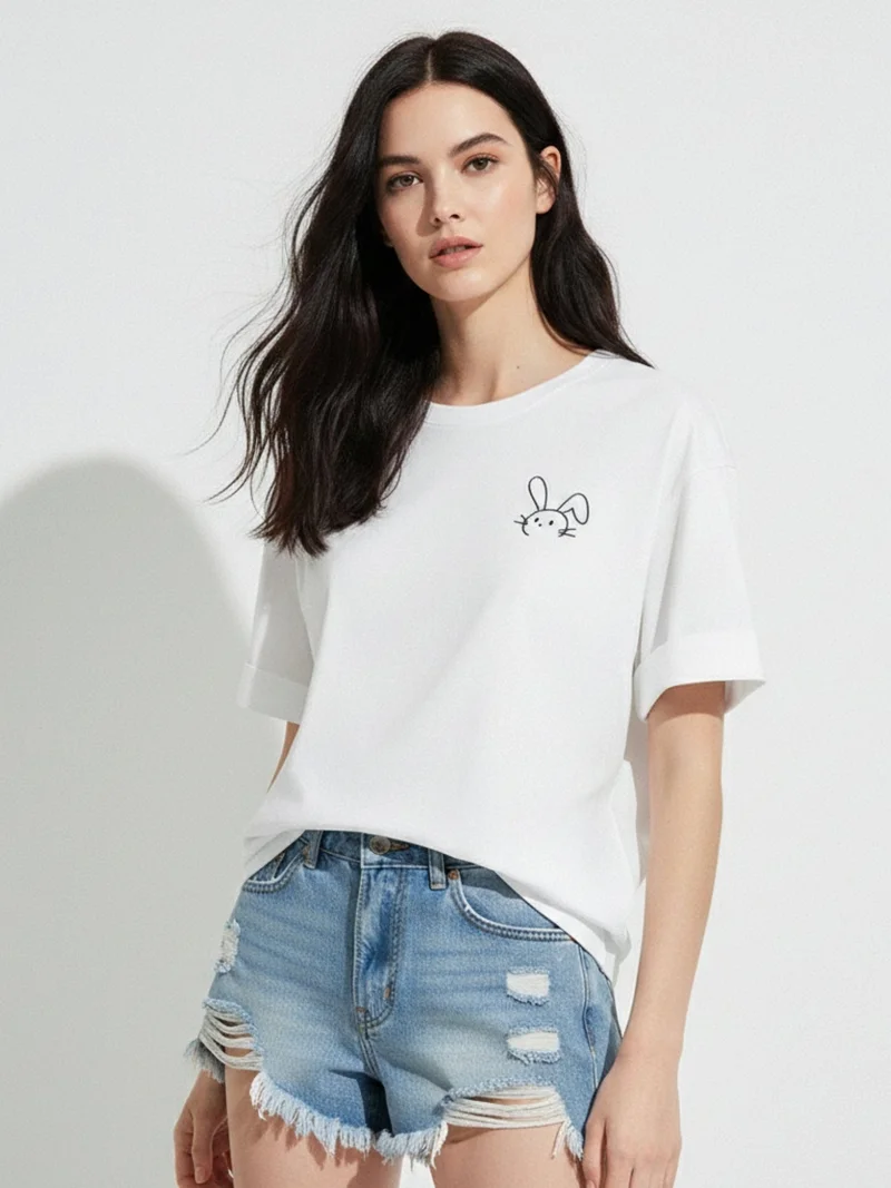 Outzidr  White Graphic Print Tshirt for Women | Best Price UAE