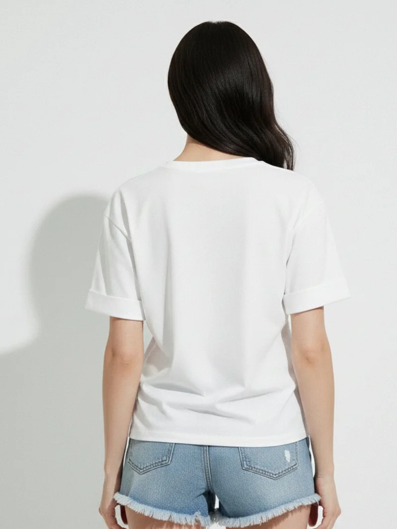 Outzidr  White Graphic Print Tshirt for Women | Best Price UAE
