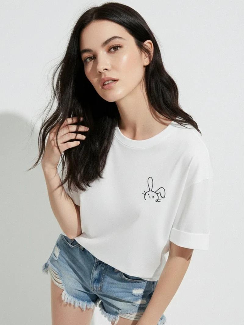 Outzidr  White Graphic Print Tshirt for Women | Best Price UAE
