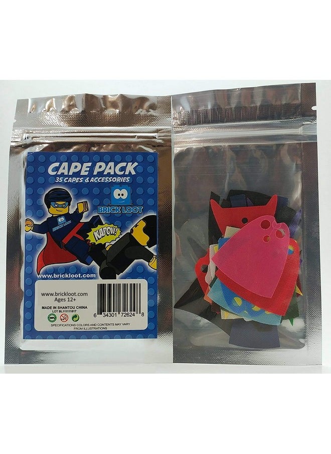 Brick Loot Brick Loot Superhero Capes for Mini Figures - 35 Piece Cape Set for Lego Minifigures, Action Hero Accessories for Boys & Girls, Building Toy Kit Compatible with Major Brands, Gift for Kids Ages 6+  - Image 1