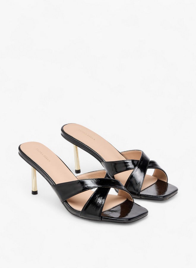Flora Bella By Shoexpress Women Solid Slip-On Cross Strap Sandals with Stiletto Heels - Image 1