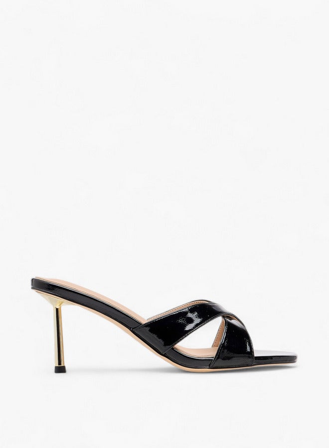 Flora Bella By Shoexpress Women Solid Slip-On Cross Strap Sandals with Stiletto Heels - Image 3