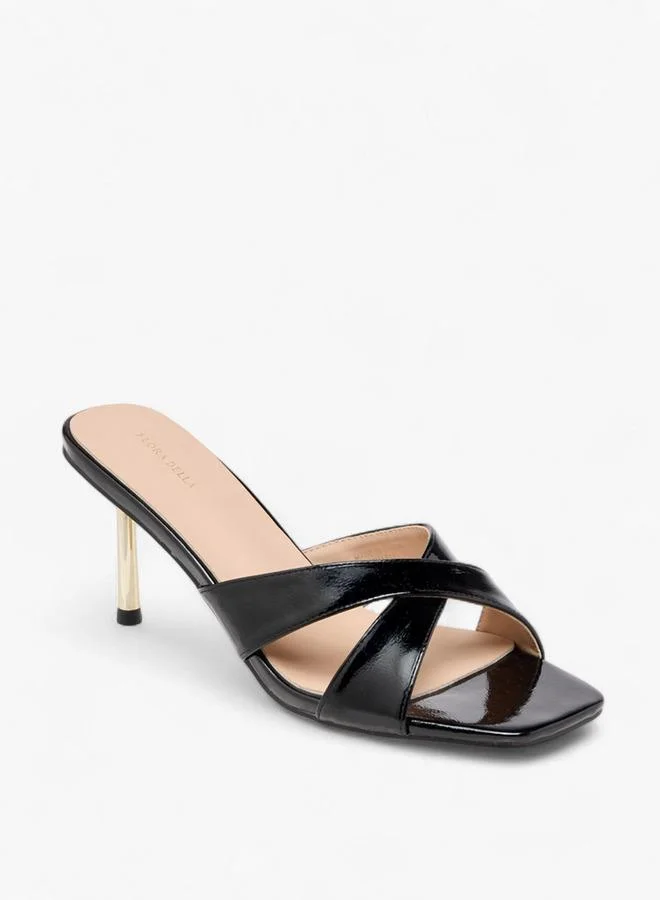 Flora Bella By Shoexpress Flora Bella Solid Slip-On Cross Strap Sandals With Stiletto Heels