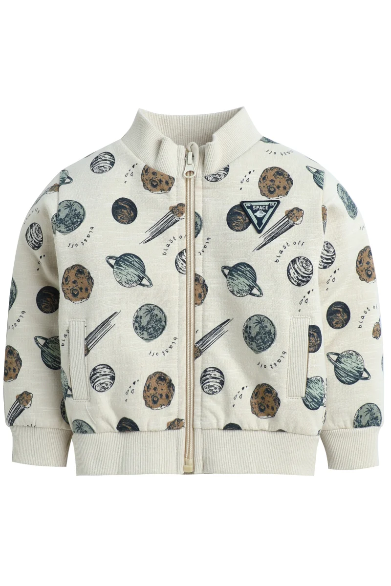Dirkje Infant Boys Space Race 3-Piece Fleece Set – Cream & Navy