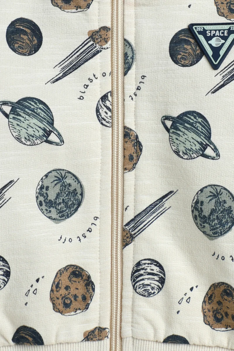 Dirkje Infant Boys Space Race 3-Piece Fleece Set – Cream & Navy