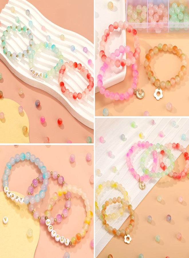 MAKERSLAND 760PCS 8mm Glass Beads for Jewelry Making 24 Color Crystal Beads Bracelet Making Kit Gradient Round Beads for DIY Earrings Necklaces Rings with Letter Beads for Bracelets&charms Accessories - Image 3