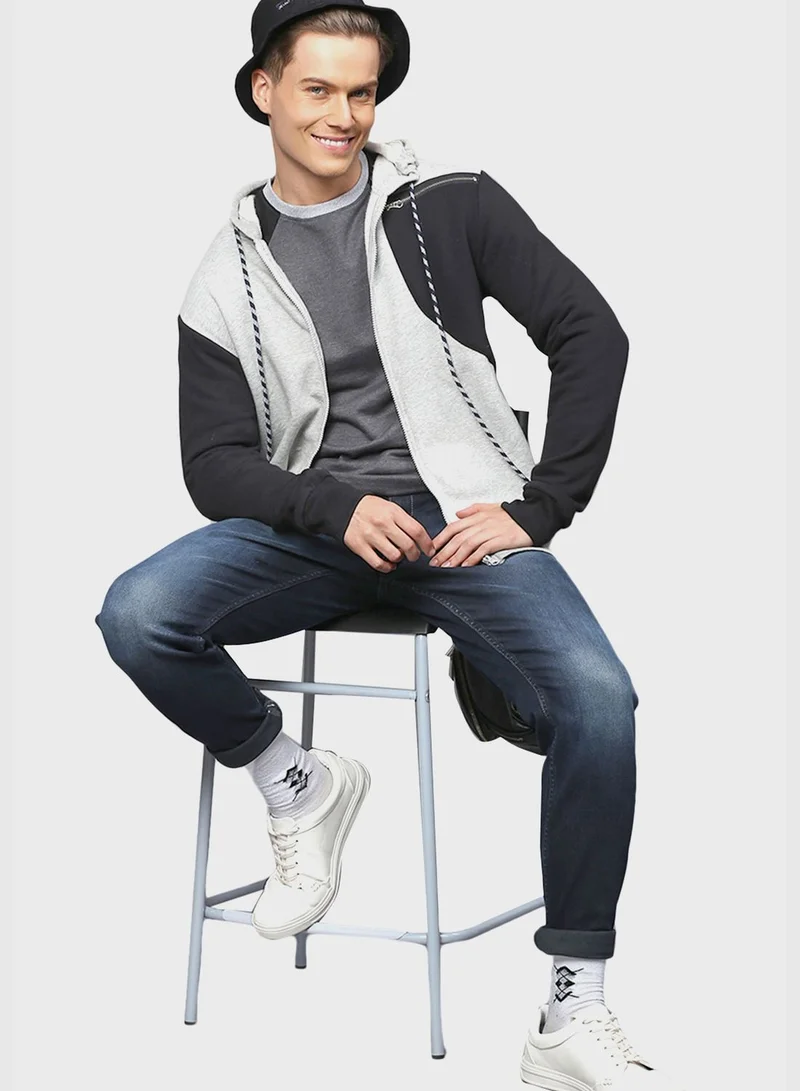 Campus Sutra Color block Hoodie