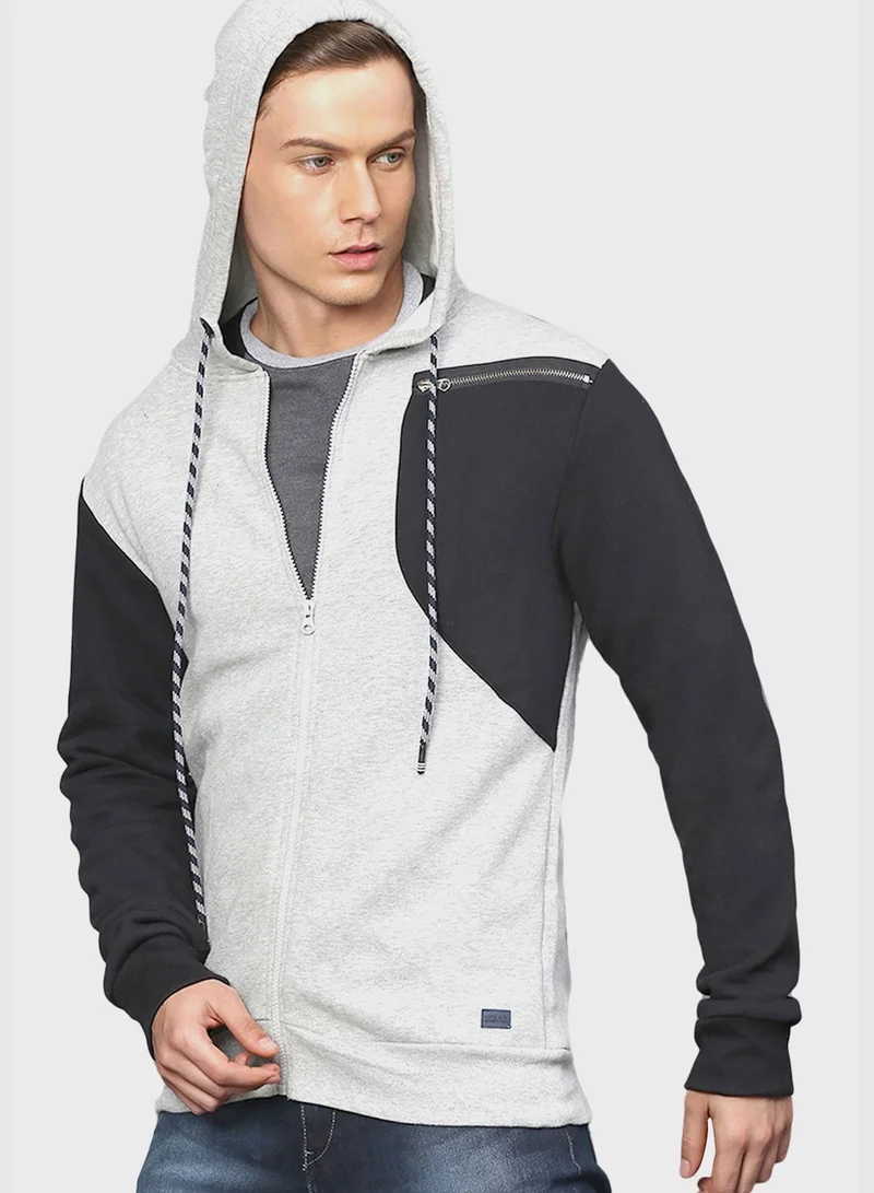Campus Sutra Color block Hoodie
