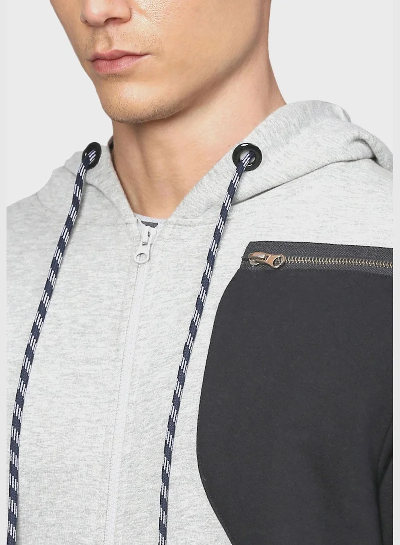 Campus Sutra Color block Hoodie