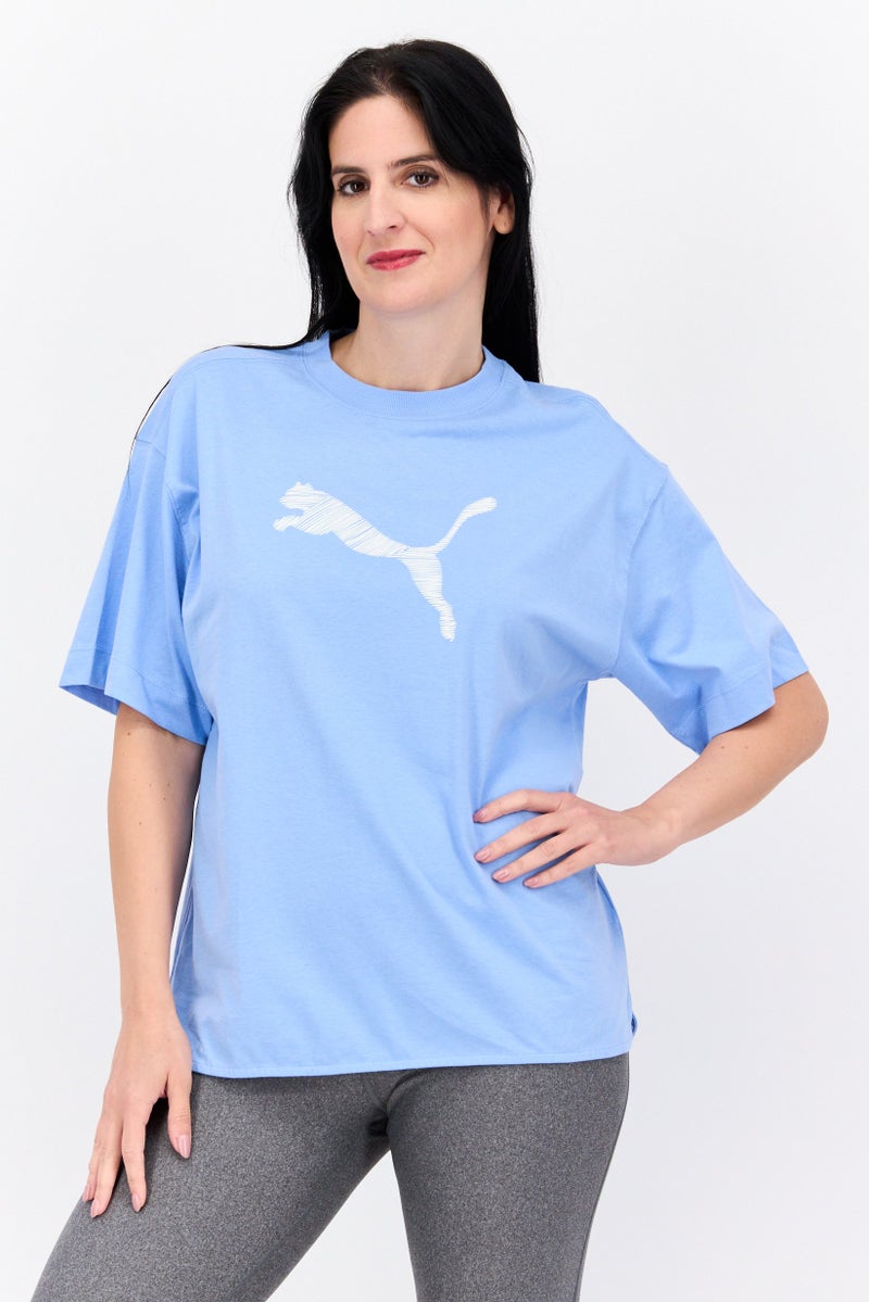PUMA Women Sportswear Fit Short Sleeve Training T-Shirts, Blue/White - Image 1