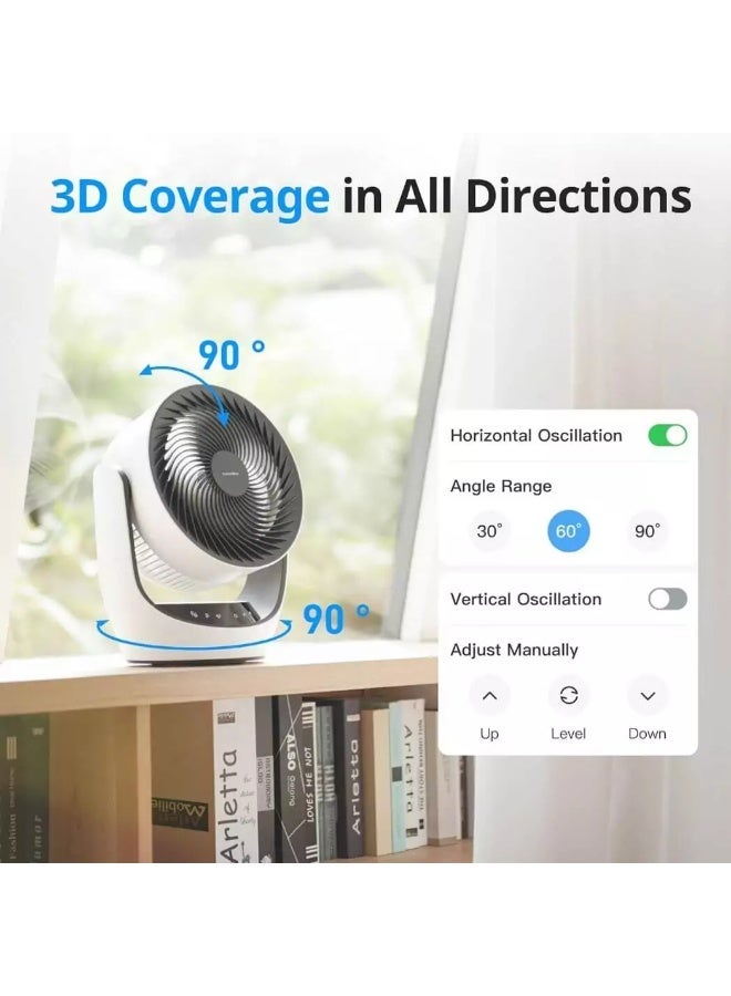 SwitchBot Smart Desk Fan | Portable 3D Oscillating Air Circulator | App & Voice Control - Image 3