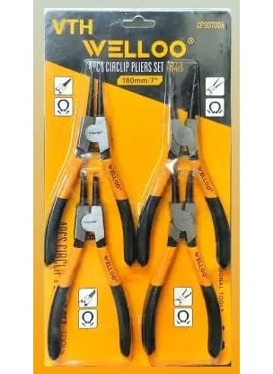 VTH WITH TAGLINE ABSOLUTE TOOLING SOLUTIONS VTH Wello 4pcs Circlip Plier Set CPS07004 Internal Bent Nose Circlip Plier Interrnal Straight Nose Circlip Plier External Straight Nose Circlip Plier External Bent Nose Circlip Plier  - Image 3