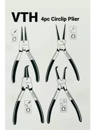 VTH WITH TAGLINE ABSOLUTE TOOLING SOLUTIONS VTH Wello 4pcs Circlip Plier Set CPS07004 Internal Bent Nose Circlip Plier Interrnal Straight Nose Circlip Plier External Straight Nose Circlip Plier External Bent Nose Circlip Plier  - Image 2