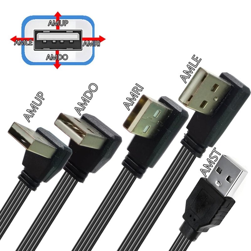 90 Degree/Straight Head USB 2.0 Extension Cable Wire Male to Female Flat Cable 26AWG for Laptops Keyboards Printers - Image 2