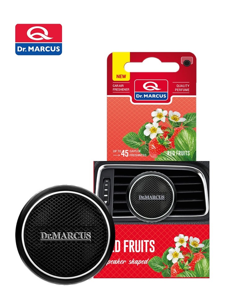 Dr.MARCUS Dr. Marcus Red Fruits Car Air Freshener Vent Clip, Speaker Shape Design, Up to 45 Days Fragrance, No Power Needed, Compact & Spill-Proof  - Image 1