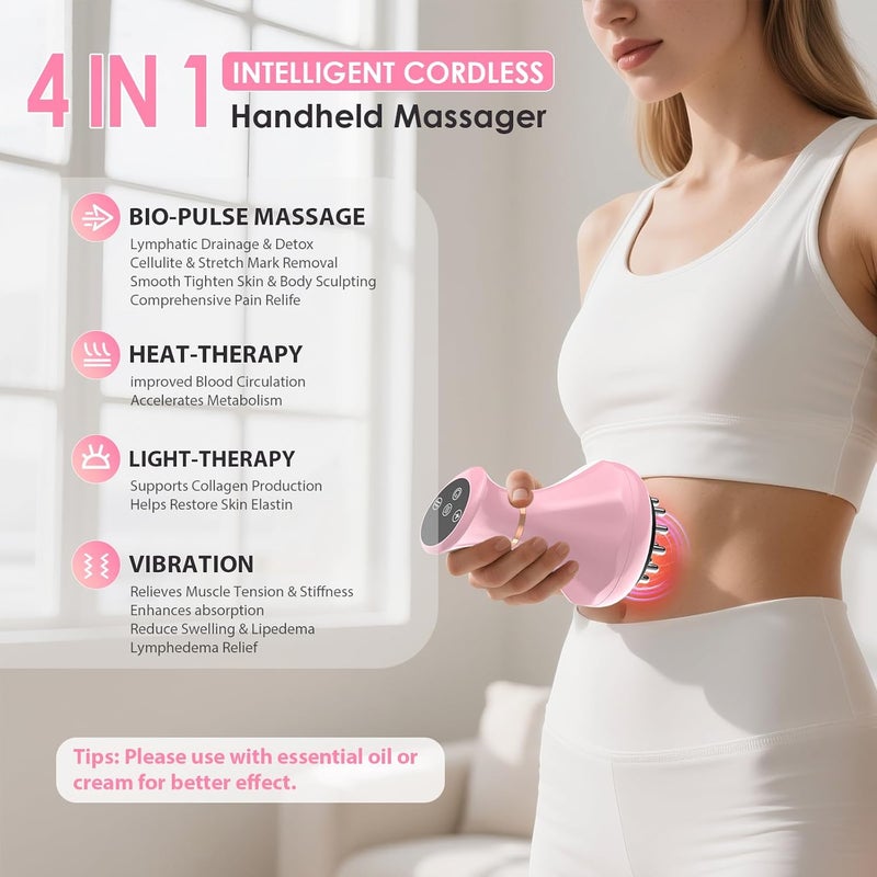 NENRENT Lymphatic Drainage Massager, Anti-Cellulite Massager For Body Cellulite and Thigh & Belly Stretch Marks Reduction, Handheld Massage tools for lymphedema & lipedema, Sciatica Nerve pain relief Devices - Image 2