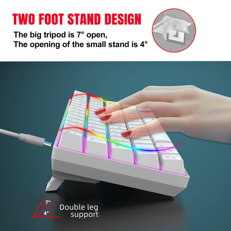V900 60% Mechanical Keyboard Wired Gaming Colorful Backlit Gaming 61-Keys Red Switch Compact Keyboard for Home Office PC Laptop - Image 4