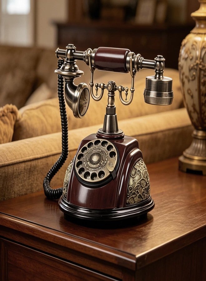TENNIEX Vintage Rotary Dial Phone, European Style Old Fashioned Landline Telephone 1980's Old Telephone, Antique Corded Landline Phone for Home, Office, Luxury, Red - Image 5
