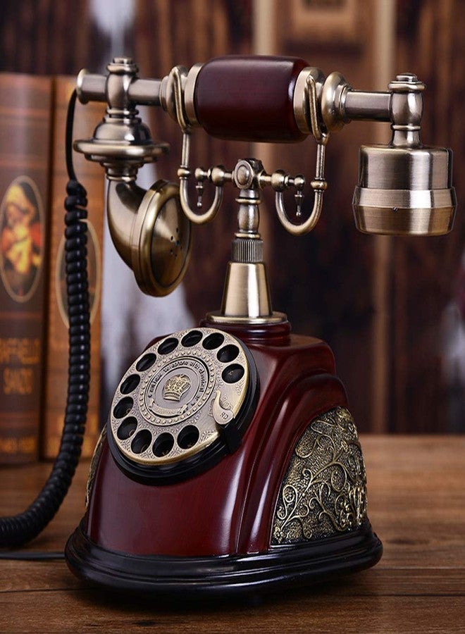 TENNIEX Vintage Rotary Dial Phone, European Style Old Fashioned Landline Telephone 1980's Old Telephone, Antique Corded Landline Phone for Home, Office, Luxury, Red - Image 3