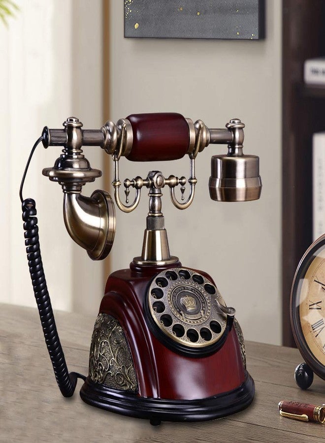 TENNIEX Vintage Rotary Dial Phone, European Style Old Fashioned Landline Telephone 1980's Old Telephone, Antique Corded Landline Phone for Home, Office, Luxury, Red - Image 1