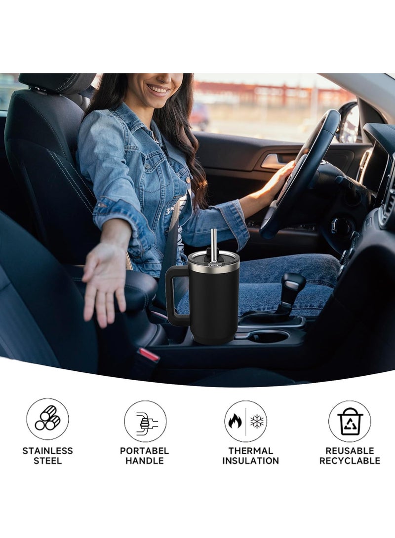 WATERSY 40oz Tumbler Straw Lid Handle, Stainless Steel Double Wall Vacuum Insulated Coffee Water Bottle Thermal, 1182ml Red - Image 5