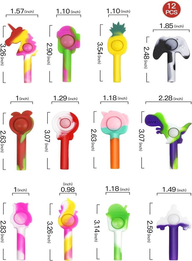 LOFIR Fun and Colorful Fidget Pencil Toppers - Stress Relief Sensory Pack with Push Bubble Fidget Toys - Perfect for Boys and Girls with Autism and Anxiety (12PCS) - Image 2