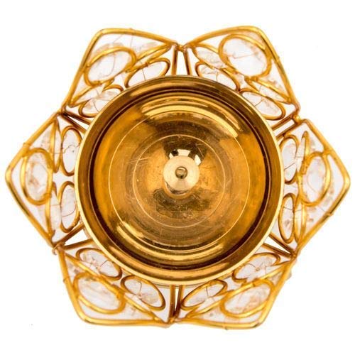 DXYZ Brass and Crystal Lotus Kamal Akhand Diya (1, Small) - Image 2
