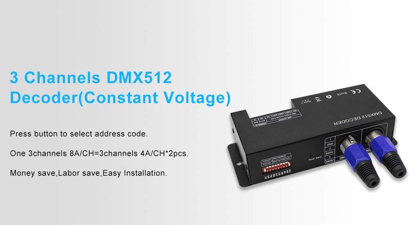 Amki High Power Dmx Led Controller Led DMX 512 Decoder Dimmer Driver DC12V-24V for led rgb strip or lights (3 Channel) - Image 5