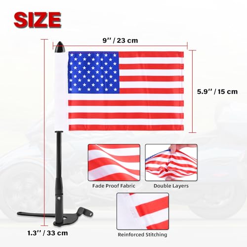 Hutexico Flag Pole Mount Kit for Spyder F3 LTD 2 Pack Foldable Spyder Trunk Stainless Flagpole Bracket with 6 Flags USA Flag For CanAm Spyder F3Limited 20172025 Spyder RT 20202025 - Image 3