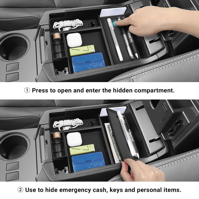 Hellet 4PCS Center Console Organizer Compatible with Toyota 2014-2020 2021 2022 2023 2024 4Runner Interior Accessories Hidden Storage Drawer Box - Image 4