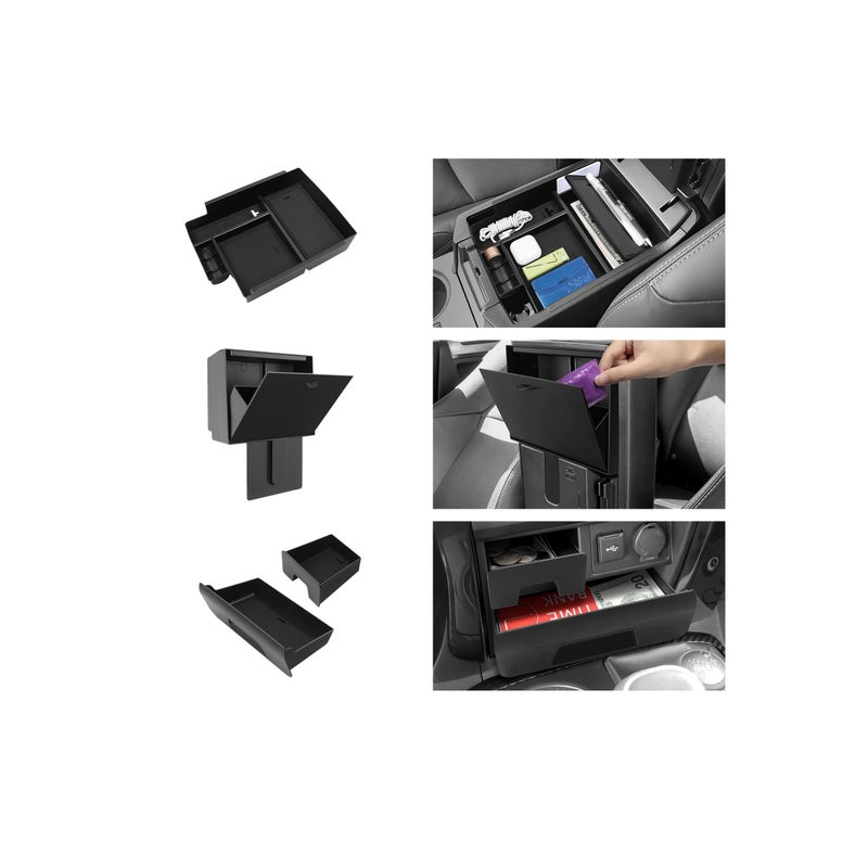 Hellet 4PCS Center Console Organizer Compatible with Toyota 2014-2020 2021 2022 2023 2024 4Runner Interior Accessories Hidden Storage Drawer Box - Image 1
