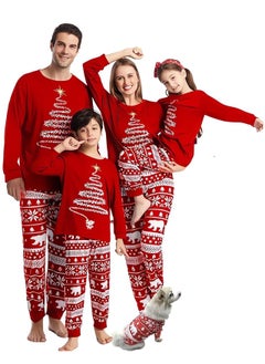 VUCATIN Children's Family Matching Pajamas Holiday Matching Clothing Long-Sleeved Parent-Child Pajamas for Home Suitable for Women Men Children and Pets (Women)  - Image 1