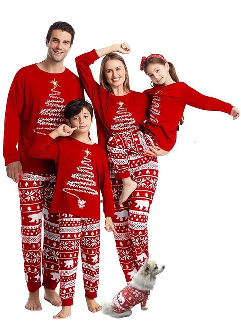 Children's Family Matching Pajamas Holiday Matching Clothing Long-Sleeved Parent-Child Pajamas for Home Suitable for Women Men Children and Pets (Women)