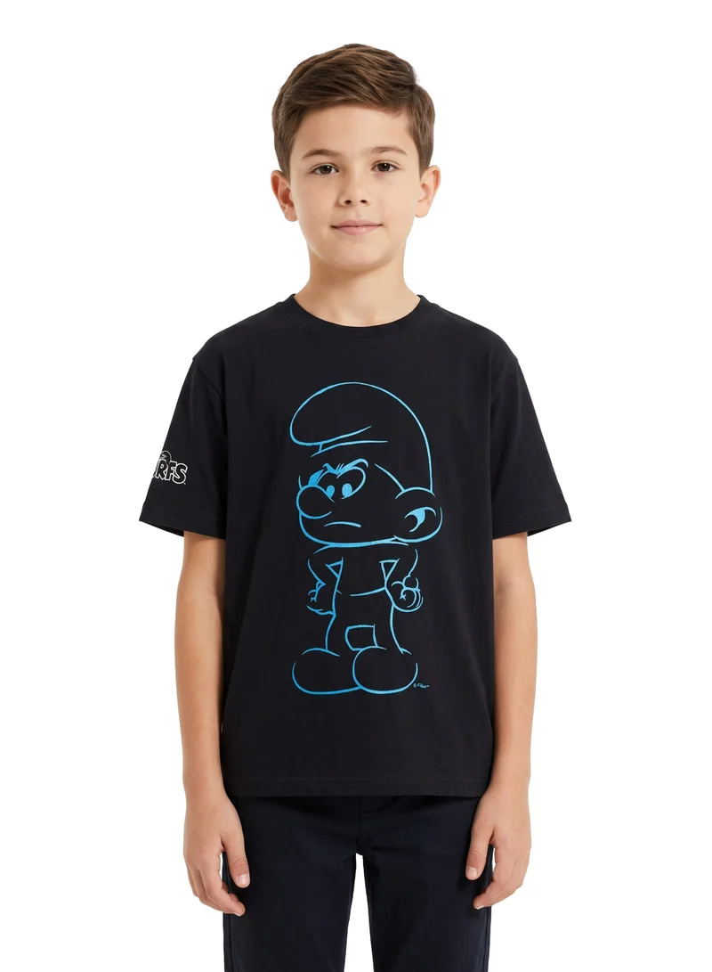السنافر The Smurfs Boys Regular Graphic T-Shirt | Smurf Character Print Casual Crew Neck Cotton Tee