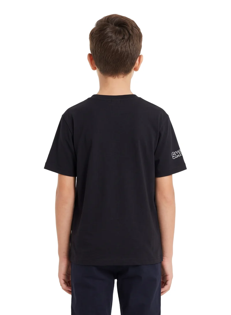 السنافر The Smurfs Boys Regular Graphic T-Shirt | Smurf Character Print Casual Crew Neck Cotton Tee