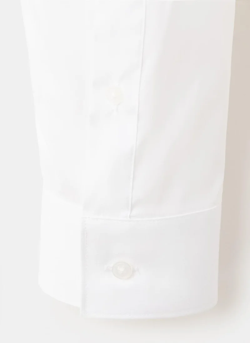 Mango Man 01-BLANCO Super Slim Fit Cotton Stretch Suit Shirt for Men | Best Price UAE
