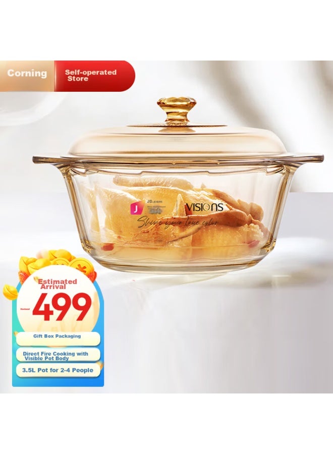 Visions Corning X Guomin Jiaju Visions Crystal Diamond 3.5l Glass Pot, Stew Pot, Heat-resistant, Open Flame, Household Cooking Pot, Soup Pot - Image 1