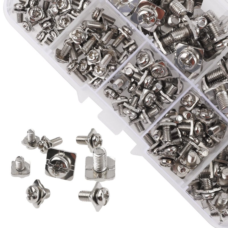 Rrina 160Pcs M3 M3.5 M4 M5 Terminal Block Screws Assortment Kit with Square Washers, Nickel Plated Carbon Steel, Silver - Image 3