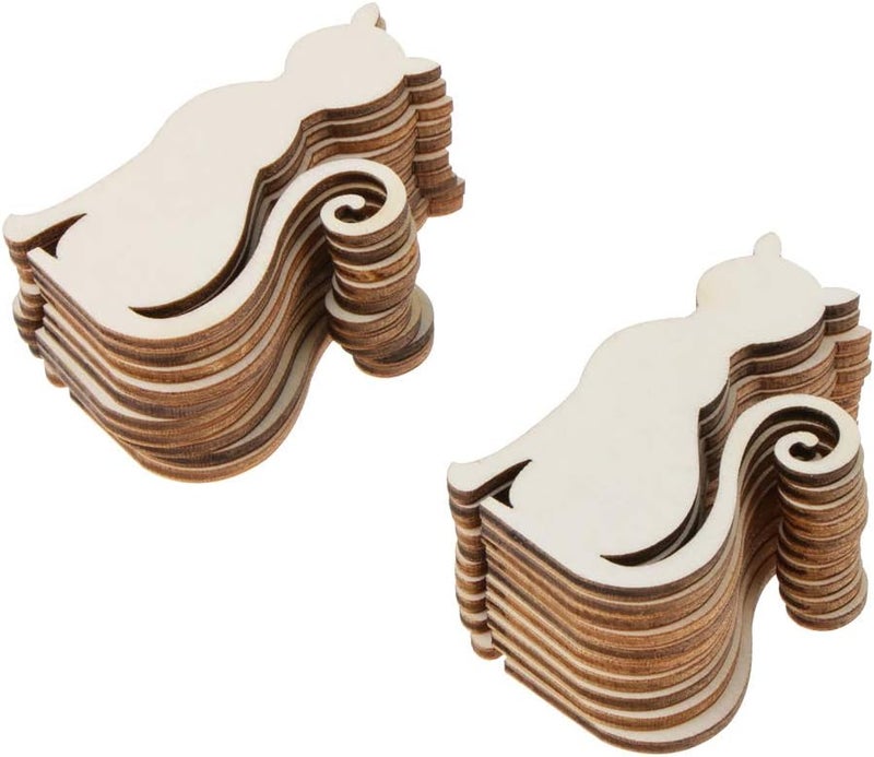 كلاراكو مجموعة من 20 قطعة من بطاقات هدايا خشبية غير مكتملة، مثالية لتزيين سجلات القصاصات وصنع البطاقات والأعمال اليدوية - قطة، 6.8 × 4.2 × 0.2 سم - Image 5