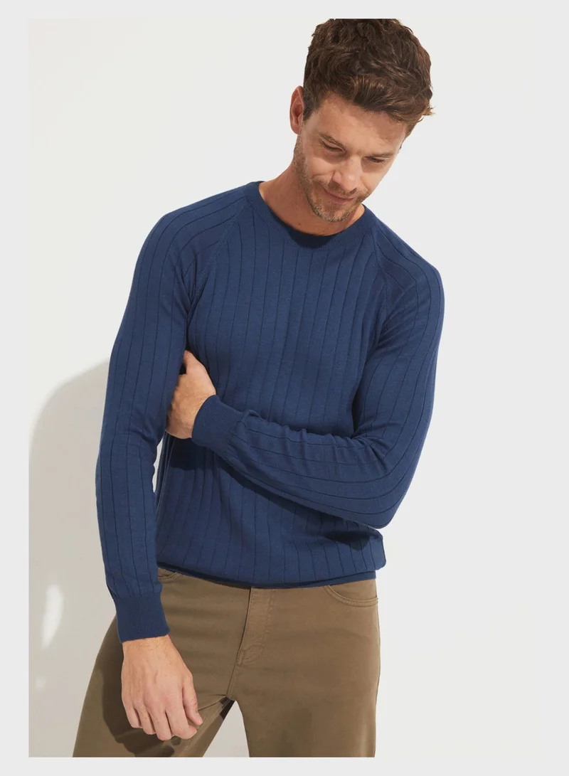 JUNE Striped Crew Neck Sweater